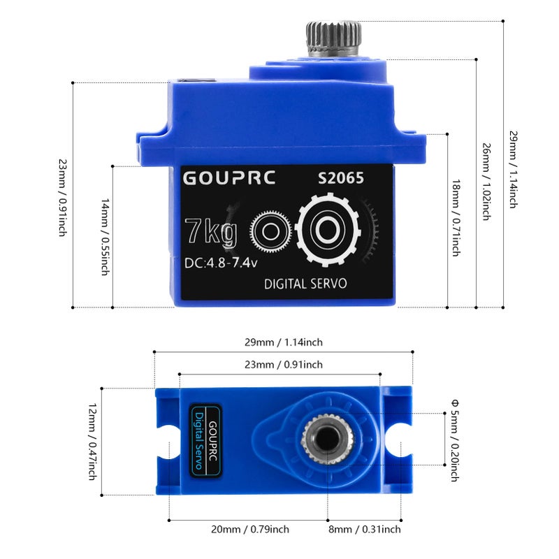 GOUPRC 7 كجم RC أجهزة معدنية صغيرة مؤازرة معدنية مع مؤازرة Hron لـ TRX4 TRX6 SCX10 III 1/10 RC أجزاء ترقية السيارة الزاحفة (أسود 1 قطعة) - Image 2